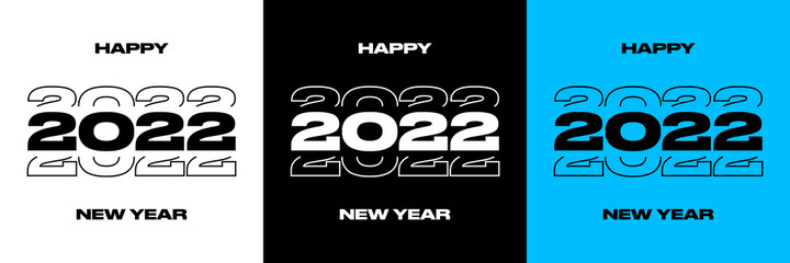 Wall Mural - happy new year 2022 modern design template vector. futuristic 2022 logotype with 'happy new year' te