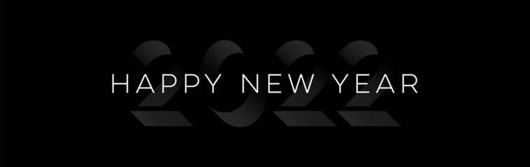 Wall Mural - happy new year 2022 minimalist typography. 'happy new year 2022' modern vector text on black backgro