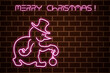 Illustration of a Neon Snowman on a Wall Background