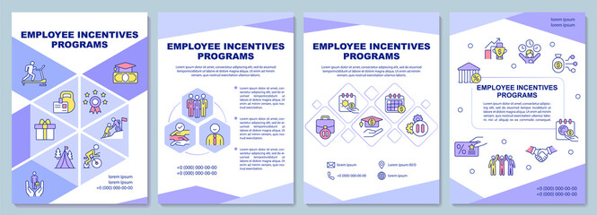 Wall Mural - Employee incentives programs brochure template. Booklet print design with linear icons. Vector layouts for presentation, annual reports, advertisement. Arial-Black, Myriad Pro-Regular fonts used