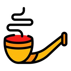 Sticker - Wood smoking pipe icon. Outline wood smoking pipe vector icon color flat isolated