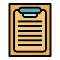 Poster - Clipboard exam test icon. Outline clipboard exam test vector icon color flat isolated