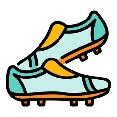Poster - Athlete footbal boots icon. Outline athlete footbal boots vector icon color flat isolated