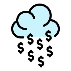 Poster - Money cloud icon. Outline money cloud vector icon color flat isolated