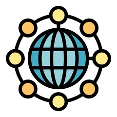 Wall Mural - Service global network icon. Outline service global network vector icon color flat isolated