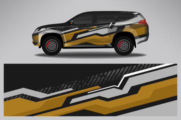 Car wrap design race livery vehicle vector. Graphic stripe racing background kit designs for vehicle, race car, rally, adventure and livery