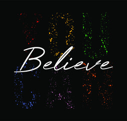 Wall Mural - believe you can typography for print t shirt
