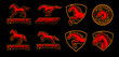A set of Vector Horses Mascots, these designs can be used as sports mascots, logos for t-shirt prints