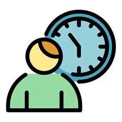 Wall Mural - Student work time icon. Outline student work time vector icon color flat isolated