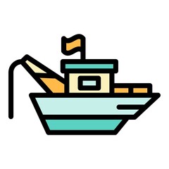 Sticker - Ocean fishing ship icon. Outline ocean fishing ship vector icon color flat isolated