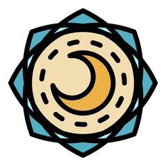 Sticker - Boho moon icon. Outline boho moon vector icon color flat isolated