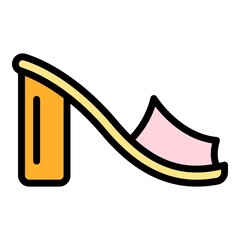 Sticker - Female sandals icon. Outline female sandals vector icon color flat isolated
