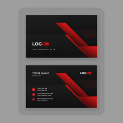 Futuristic red and black geometric business card design, Professional abstract creative business card template