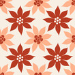 Seamless vector pattern with poisettia flowers. Red and pink design
