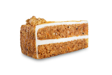 Wall Mural - Carrot cake with cream cheese filling on a white isolated background
