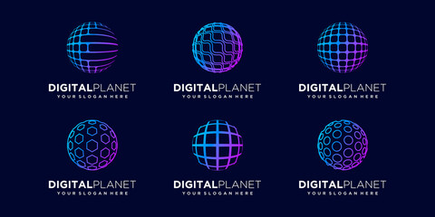 Wall Mural - set of abstract sphere data digital Logo Design vector Template.