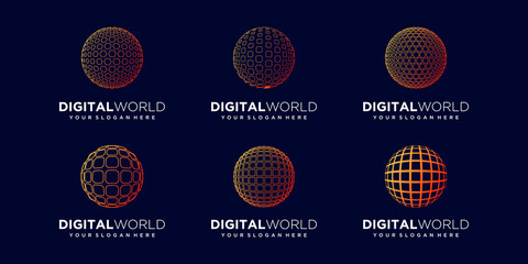 set of abstract earth logo design vector template.