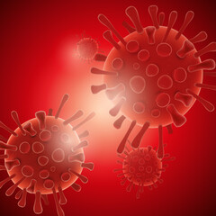 Wall Mural - Covid 19 science illustration - coronavirus sars cov 2 - red design