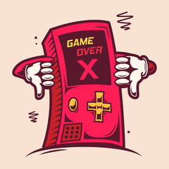 Sticker - old school game over gamepad cartoon