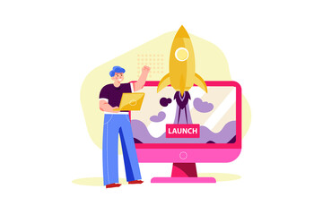 Product Release Illustration concept. Flat illustration isolated on white background