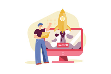 Product Release Illustration concept. Flat illustration isolated on white background