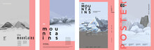 Mountain Art Background. Set Of Vector Illustrations. Typography And Poster Design.