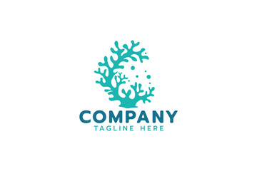coral logo with a combination of letter c and coral reef as the icon.