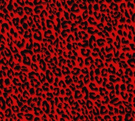 Sticker - 
Red leopard print, vector trendy illustration, wild cat pattern.