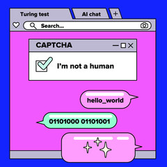 Retrowave style operating system with message boxes and folders. Vaporwave style vector illustration.