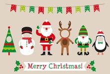 Christmas Party Props Set (Santa, Deer, Gnome, Snowman, Penguin)