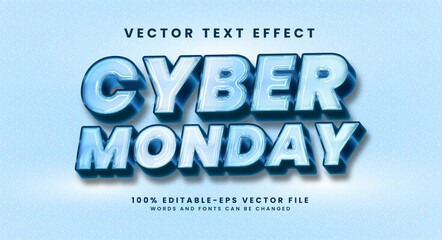 Wall Mural - Cyber monday 3D text effect. Editable text style effect with glow light theme.