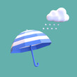 cold day snow cloud umbrella weather icon 3d render illustration