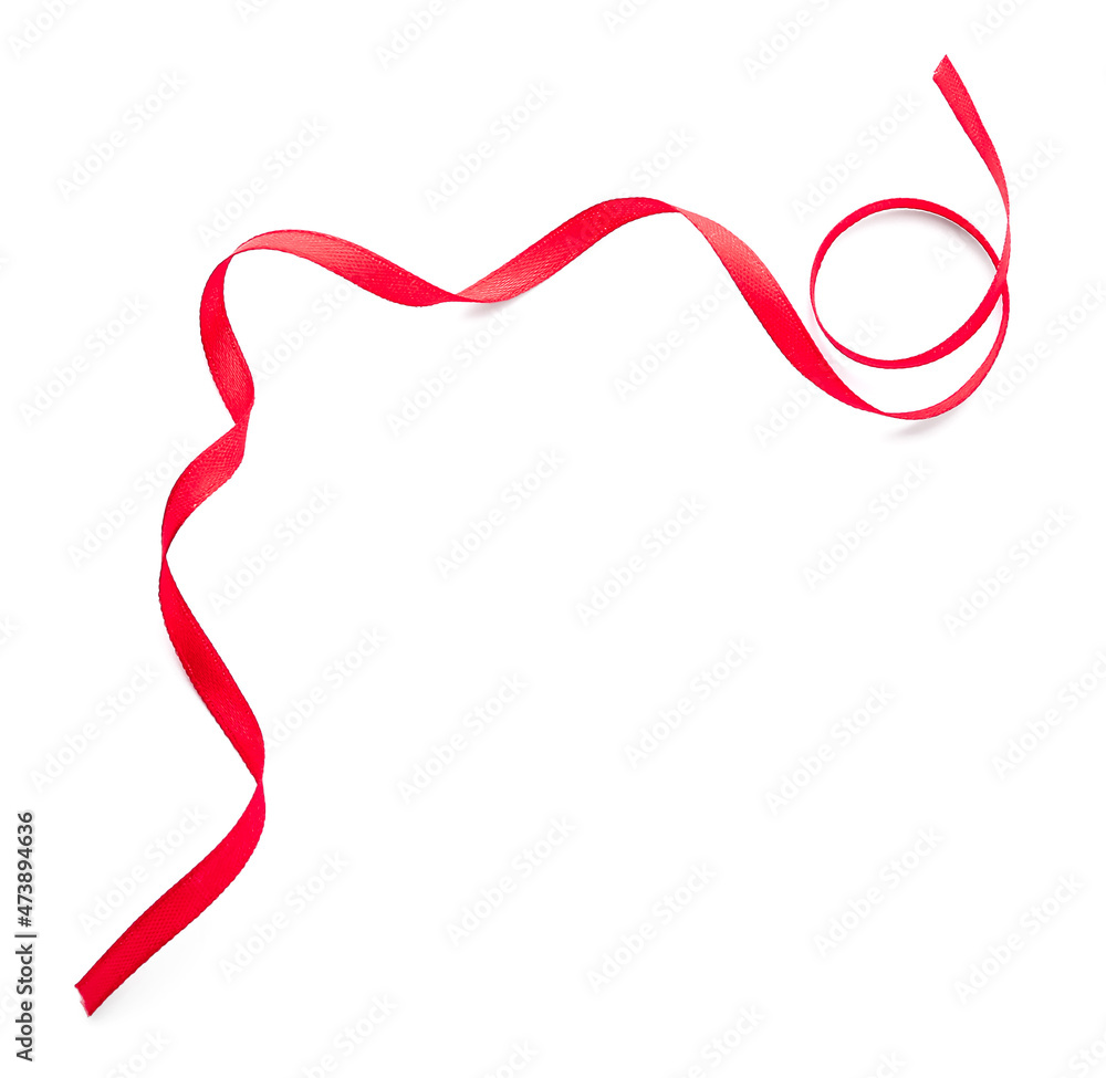 Rd ribbon on white background