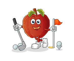 rotten apple playing golf vector. cartoon character