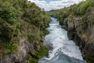 Canvas Print - Surging and rushing Huka Falls rapids on Waikato River at Taupo