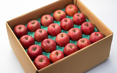 Wall Mural - A lot of apples in a cardboard box.