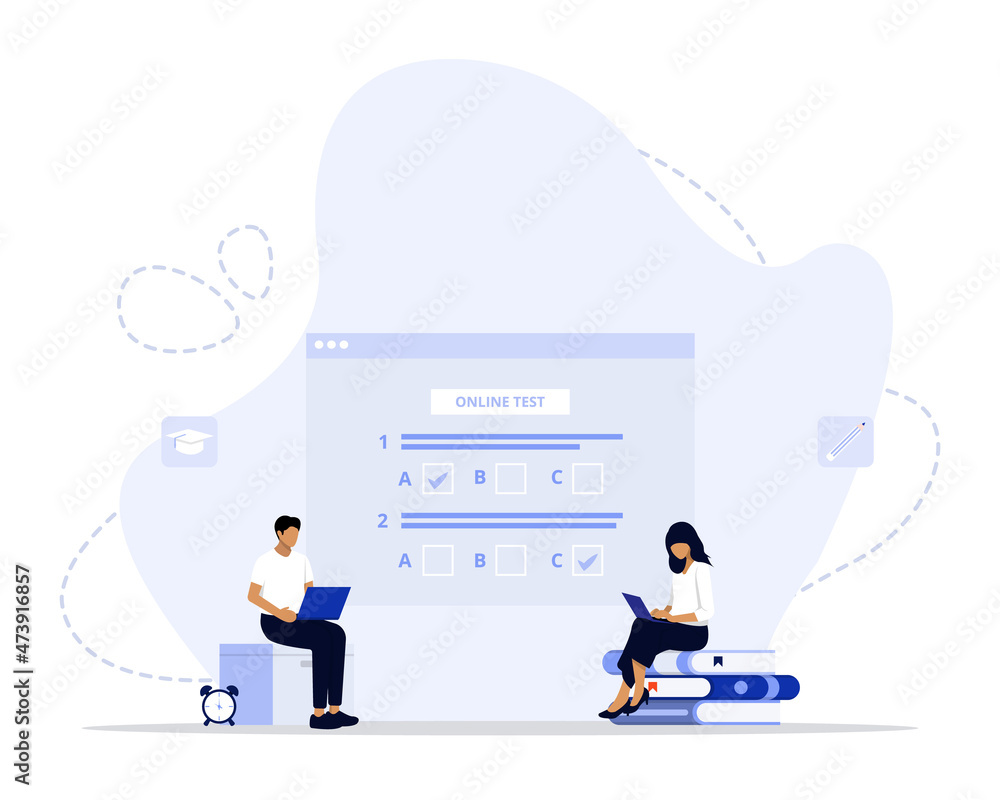 Test Elearning Images Vector Illustration, Online testing Concept, Concept of e-learning ...