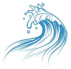 water splash symbol. sea wave curl in sketch line style