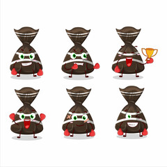 Poster - A sporty chocolate candy wrappers boxing athlete cartoon mascot design