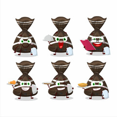 Sticker - happy chocolate candy wrappers waiter cartoon character holding a plate