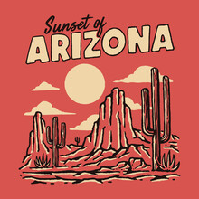 Sunset Of Arizona Desert Illustration