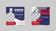 Political Election & Vote Social Media Post Square Flyer Template
