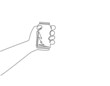 Single one line drawing hand holding soda can. Male hand holding aluminium can on white background. For restaurant or cafe drink menu. Modern continuous line draw design graphic vector illustration