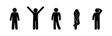 Man Icon, Various Poses Stick Men Set, Modesty And Sociability Illustration, Stick Figure People