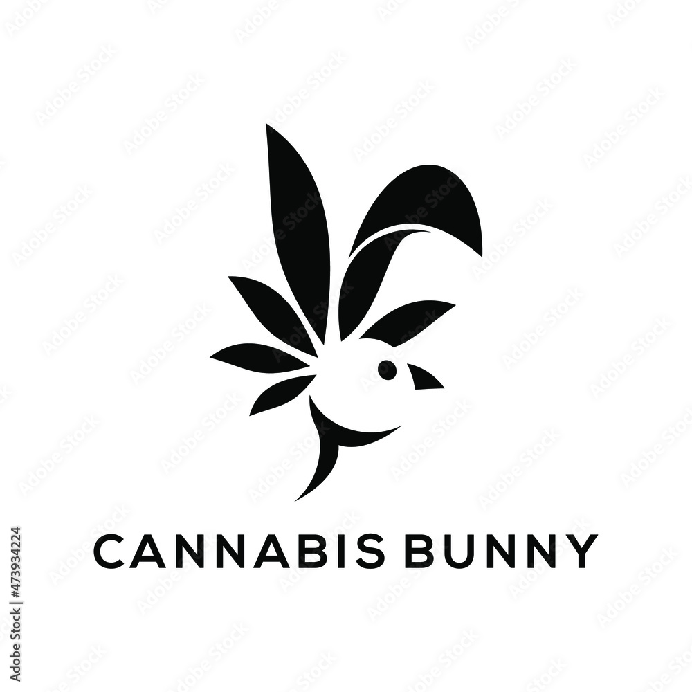 Cannabis bunny with rabbit head and leaf Design element for logo ...