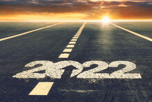 Happy New 2022 Road Asphalt Metaphor For Moving Forward Calender In Happy New Year Background