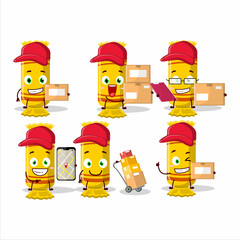 Canvas Print - Cartoon character design of yellow long candy package working as a courier