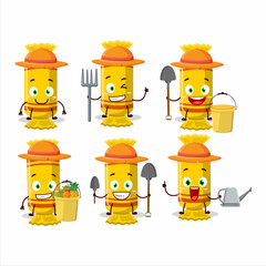 Poster - Farmer yellow long candy package cute mascot character with fork