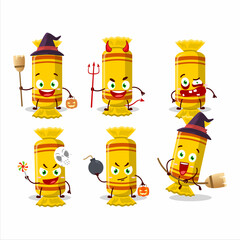 Sticker - Halloween expression emoticons with cartoon character of yellow long candy package