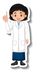 Sticker - Scientist student girl cartoon character sticker